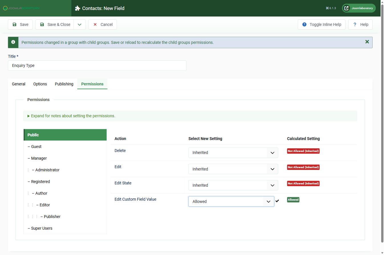 New Custom Field Permissions